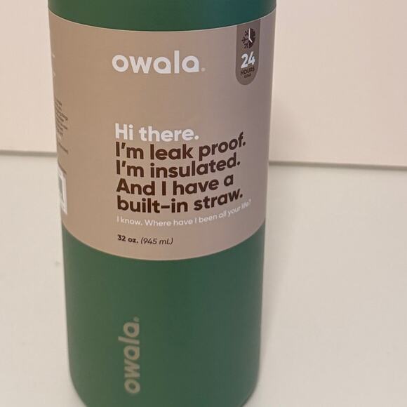 Owala FreeSip 32oz Stainless Steel Water Bottle Green Travel Tumbler New - Picture 3 of 8